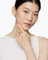 Chatelaine® Pavé Bezel Ring in 18K Rose Gold with Morganite and Diamonds, 14mm